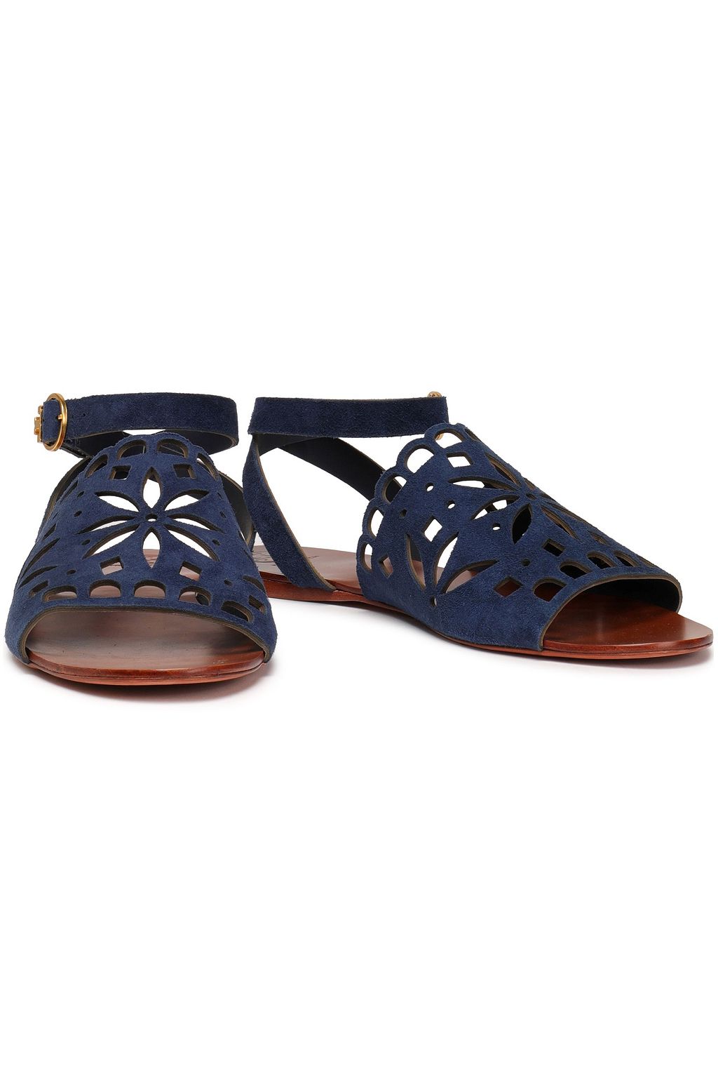 TORY BURCH Laser-cut suede sandals