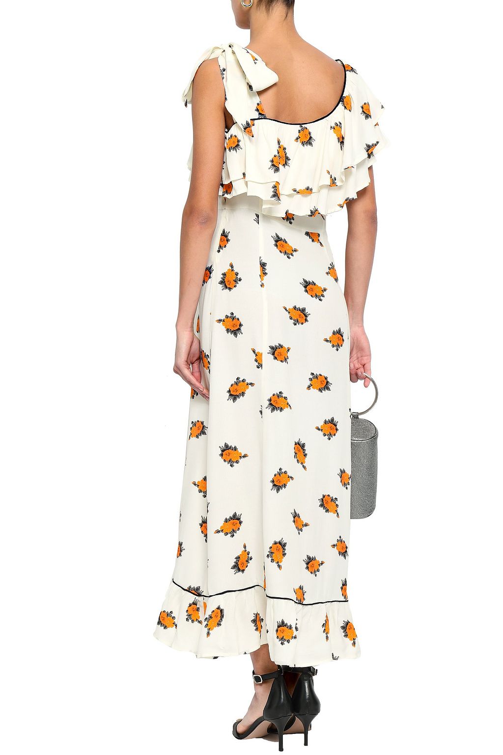 GANNI Roseburg one-shoulder floral-print washed-crepe maxi dress