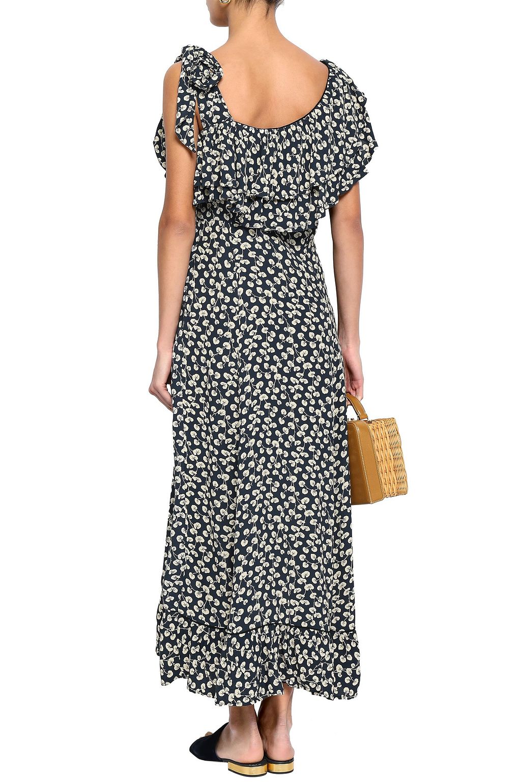 GANNI Roseburg one-shoulder floral-print washed-crepe maxi dress