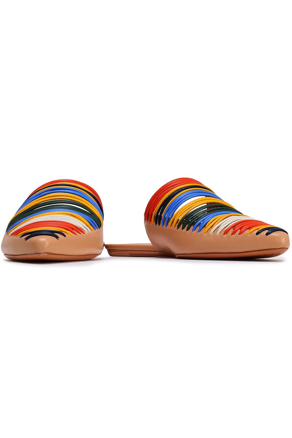 TORY BURCH Cutout leather slippers