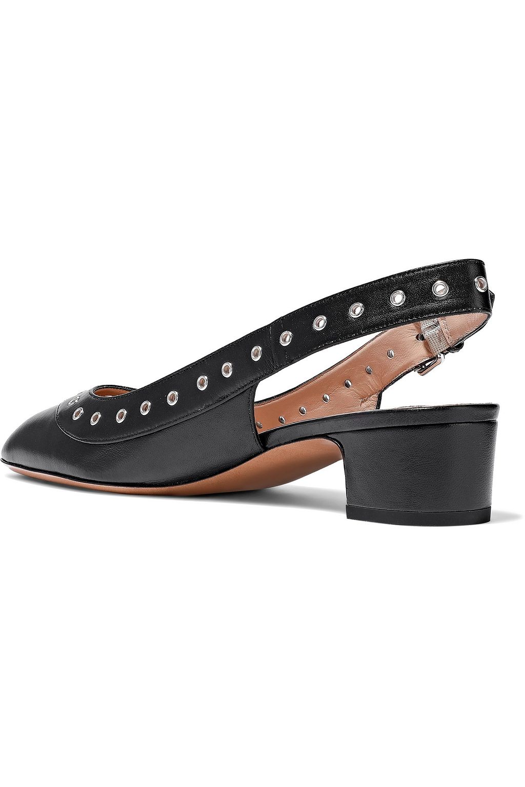 VALENTINO GARAVANI Eyelet-embellished leather slingback pumps