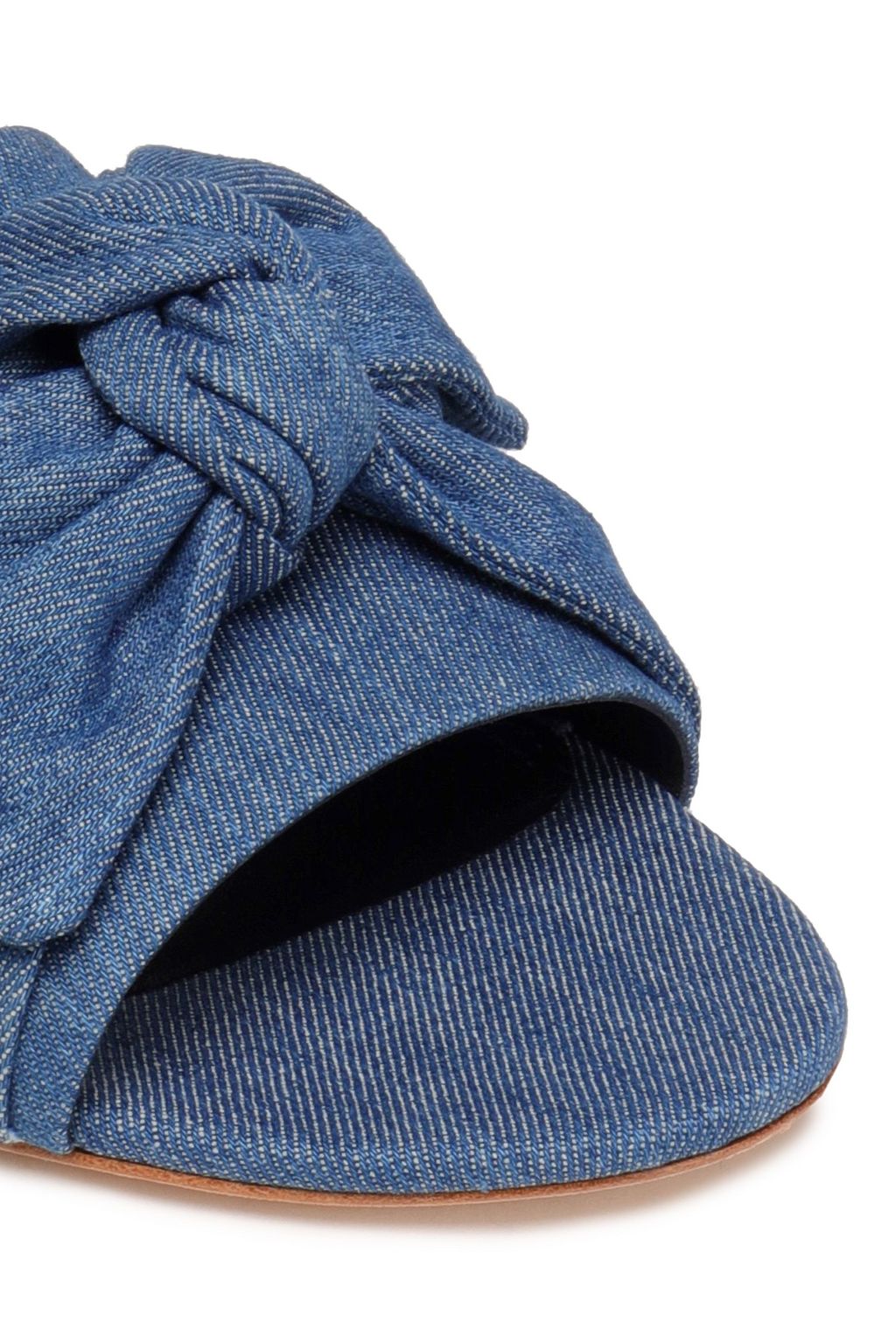 TORY BURCH Bow-embellished denim slides