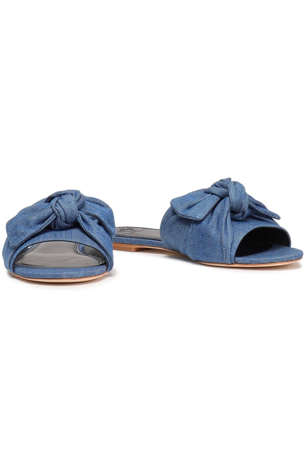 TORY BURCH Bow-embellished denim slides