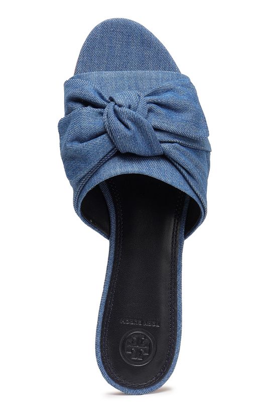 denim slides with bow