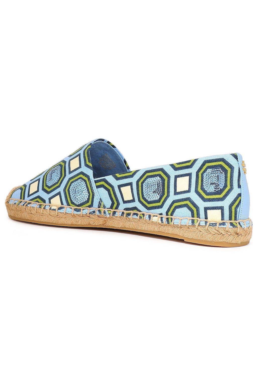 TORY BURCH Embellished embroidered canvas espadrilles