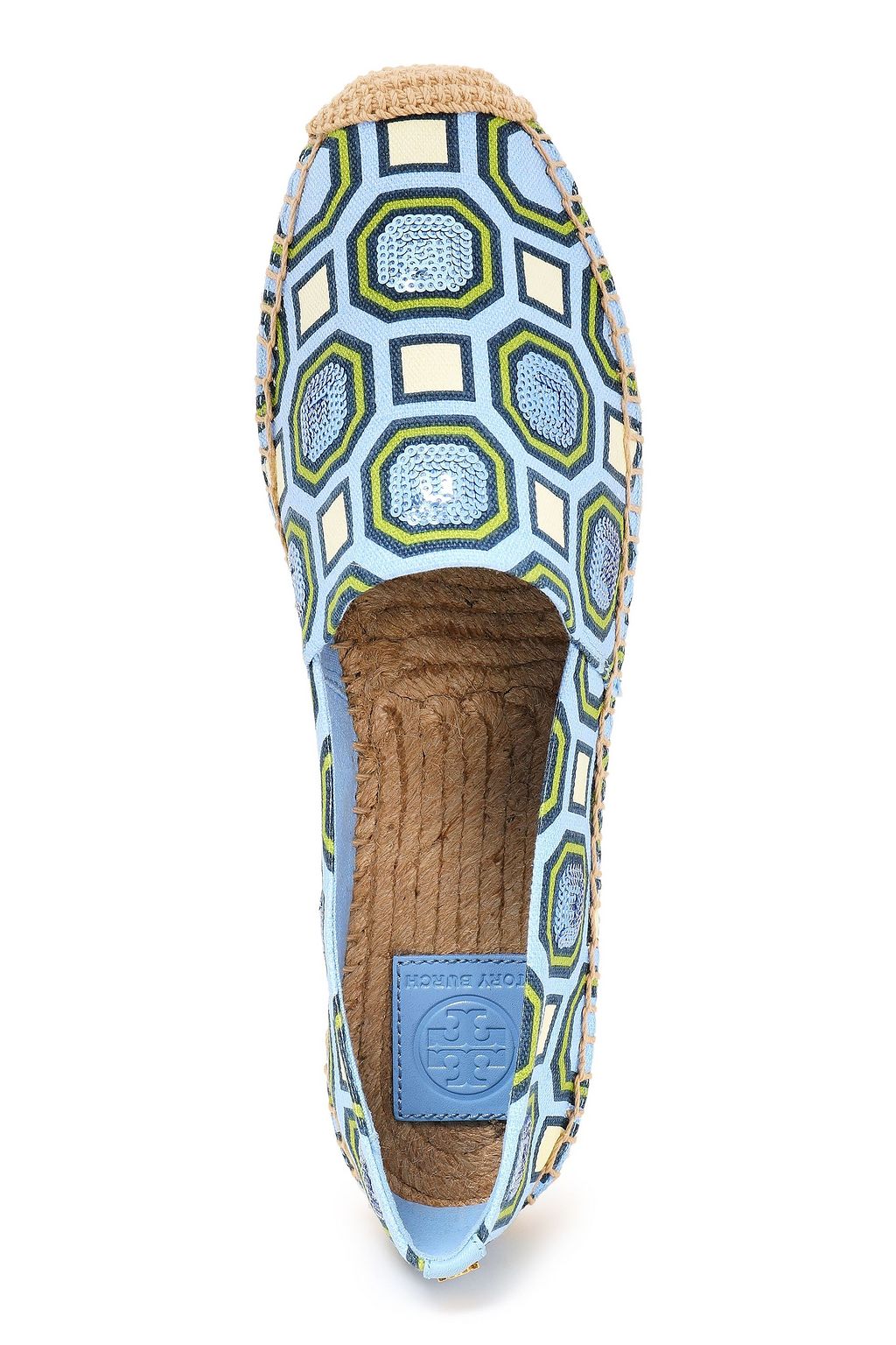 TORY BURCH Embellished embroidered canvas espadrilles