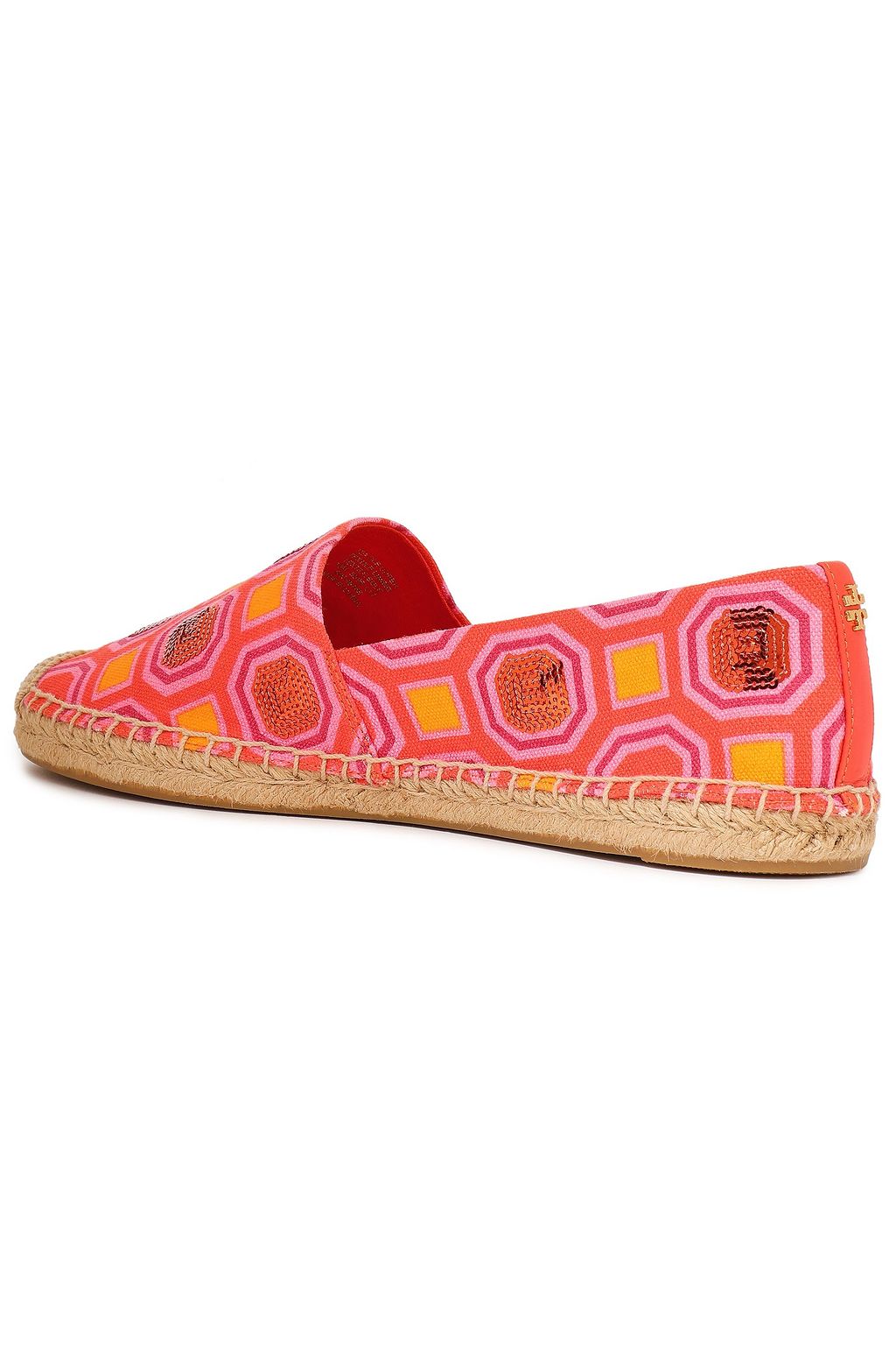 TORY BURCH Embellished embroidered canvas espadrilles