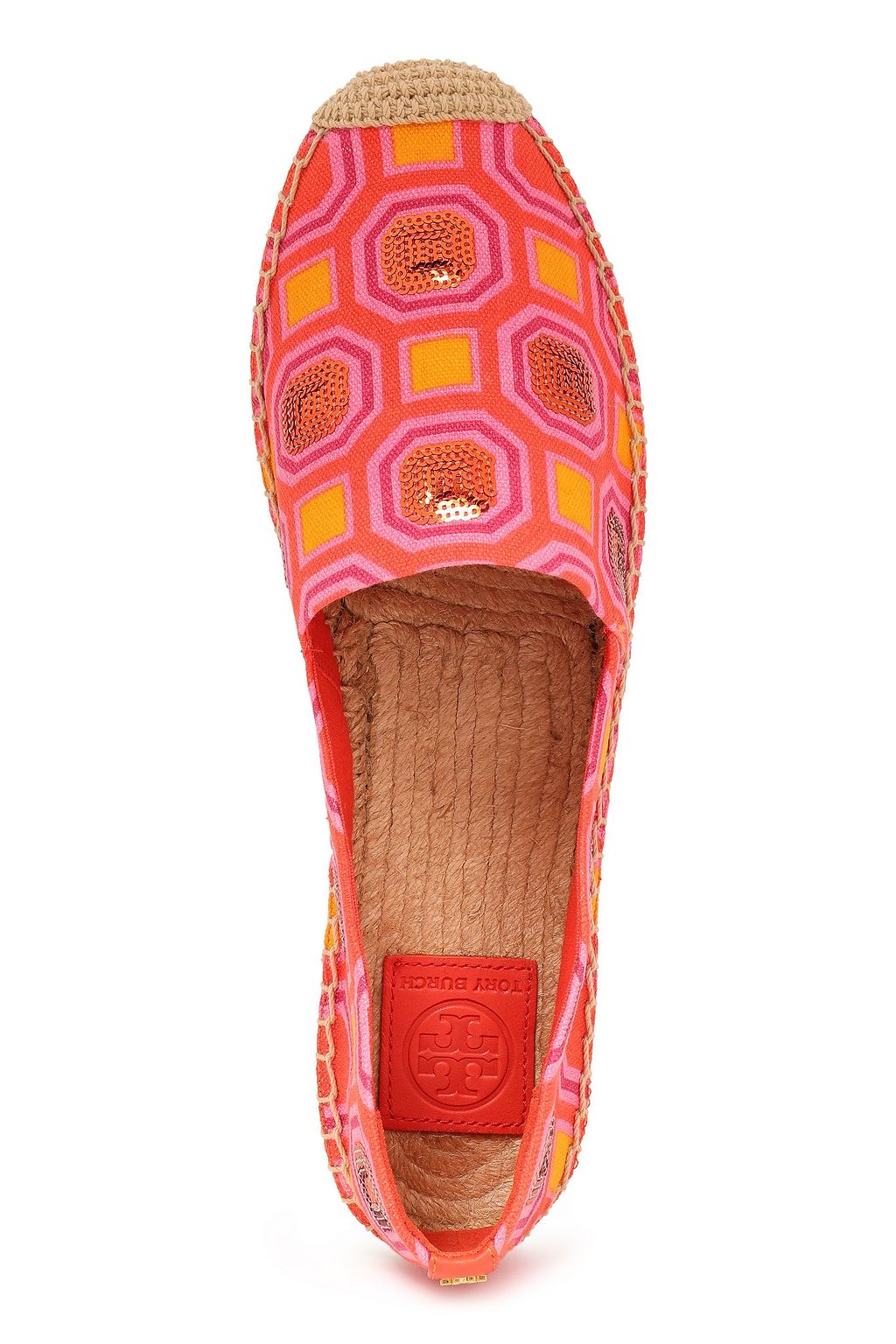 TORY BURCH Embellished embroidered canvas espadrilles