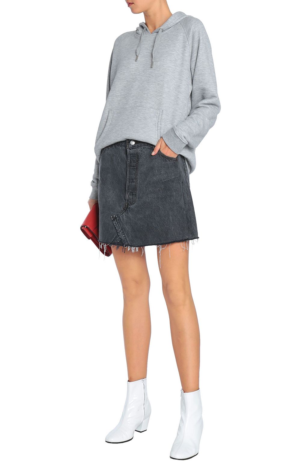 RE/DONE BY LEVI'S Frayed denim mini skirt