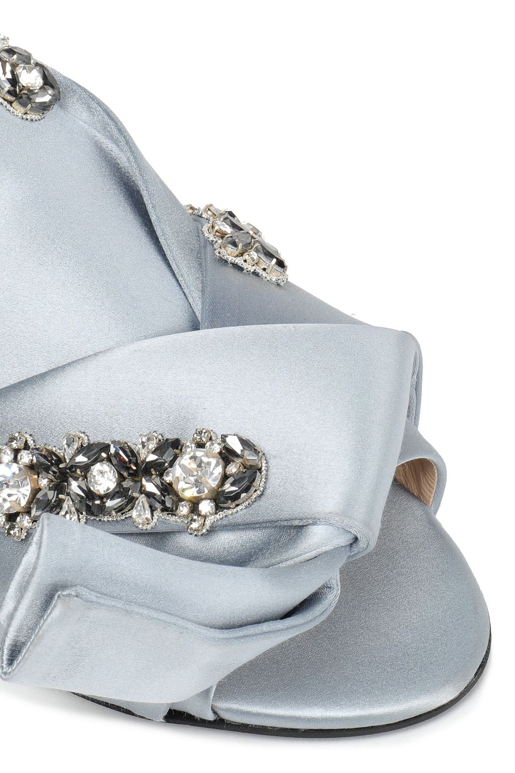 N°21 Knotted embellished satin slides