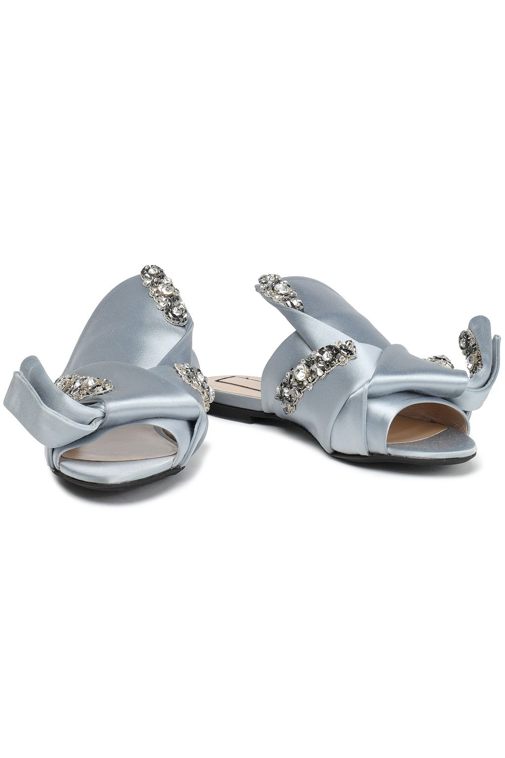 N°21 Knotted embellished satin slides