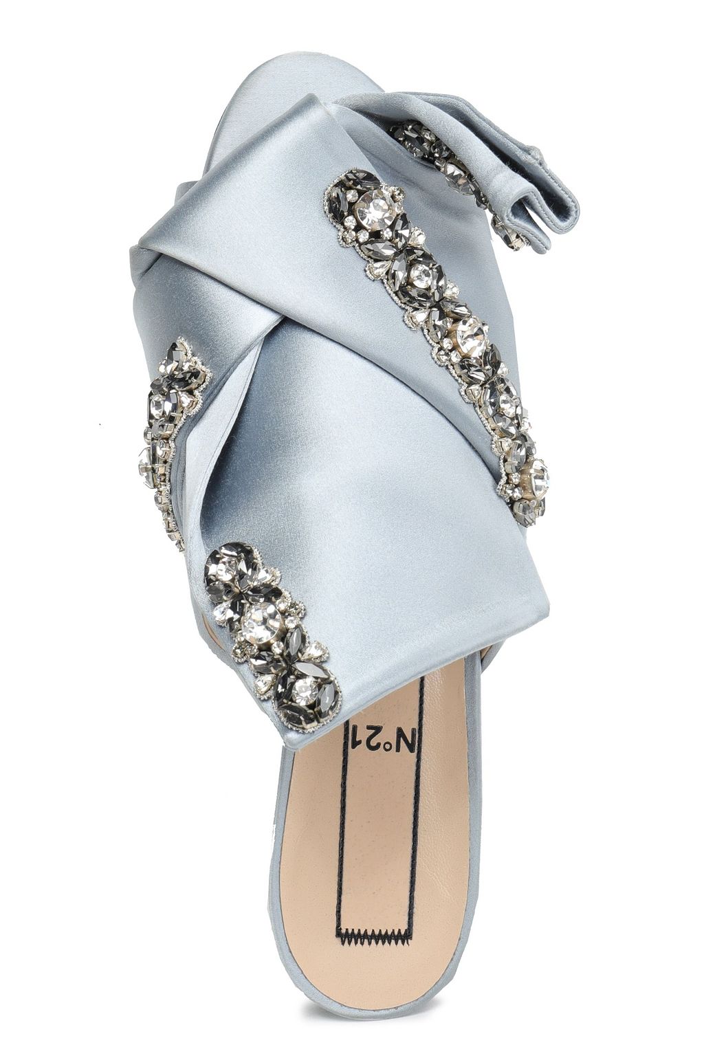N°21 Knotted embellished satin slides