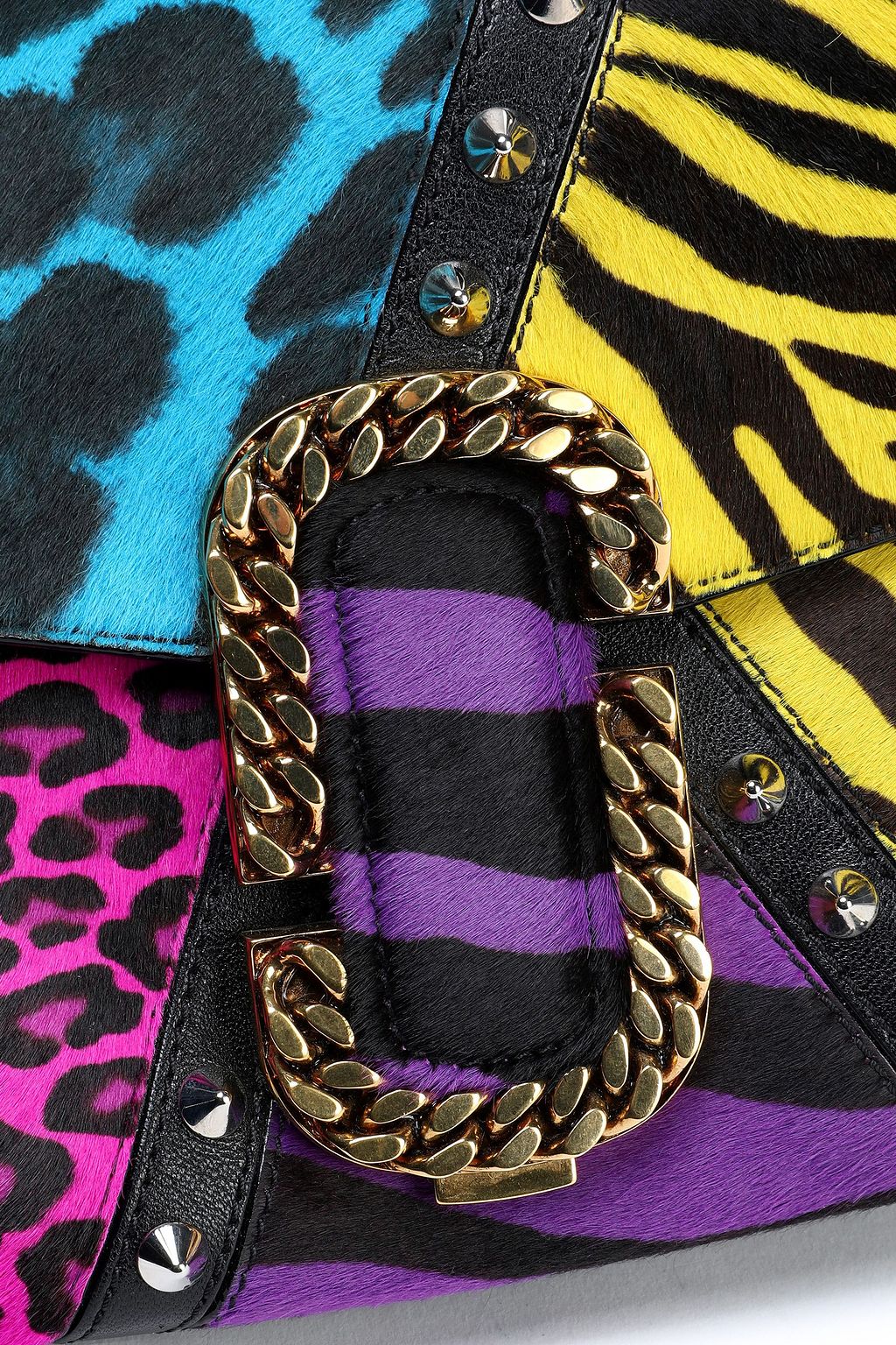 MARC JACOBS Embellished animal-print calf hair shoulder bag