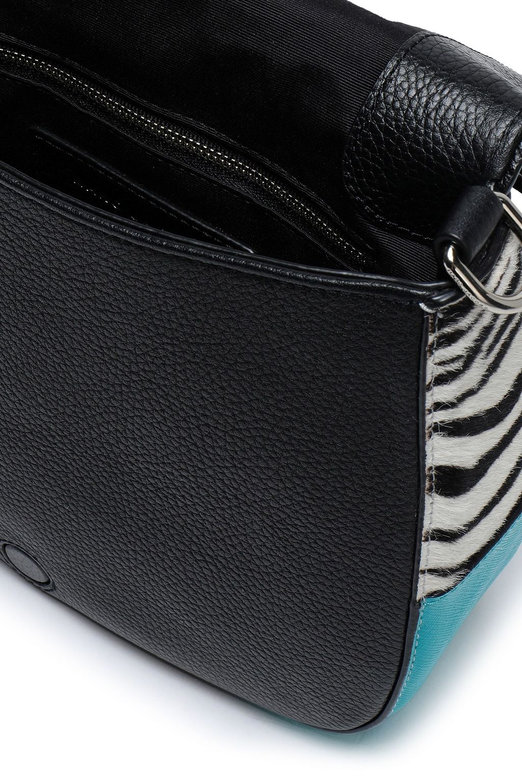 MARC JACOBS Patchwork-effect printed calf hair, sequined and textured-leather shoulder bag