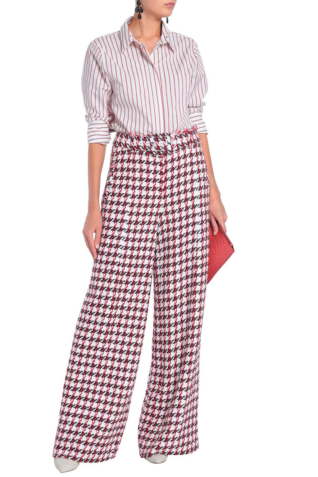 OSCAR DE LA RENTA Cotton-blend tweed wide-leg pants