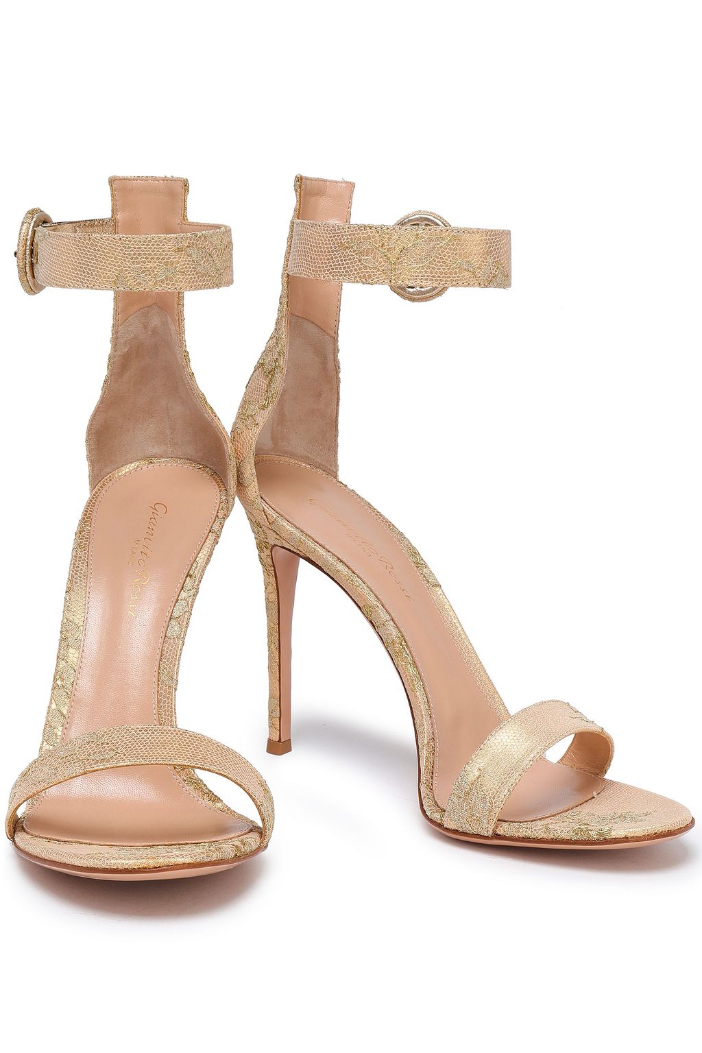 GIANVITO ROSSI Fatale metallic lace sandals