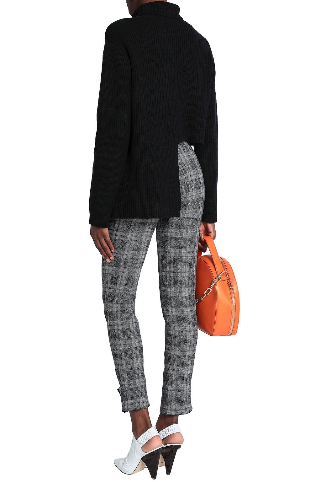 ELLERY Cutout checked jacquard slim-leg pants