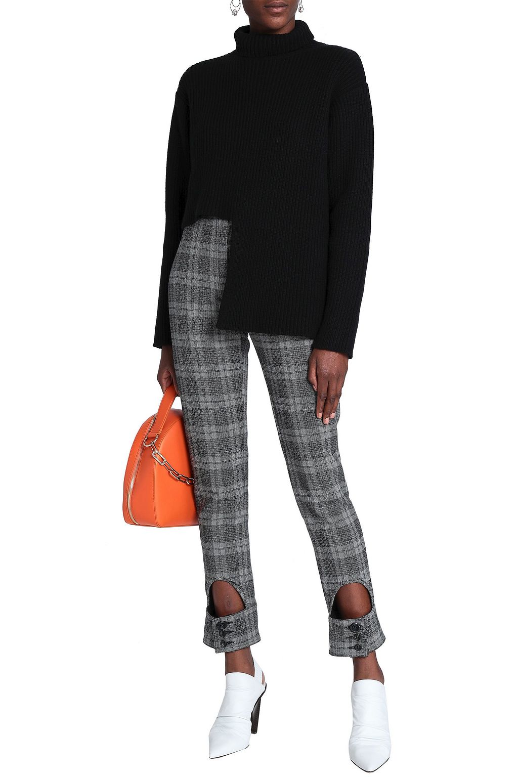 ELLERY Cutout checked jacquard slim-leg pants