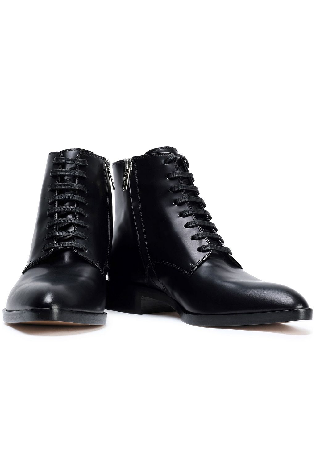 GIANVITO ROSSI Lace-up glossed-leather ankle boots