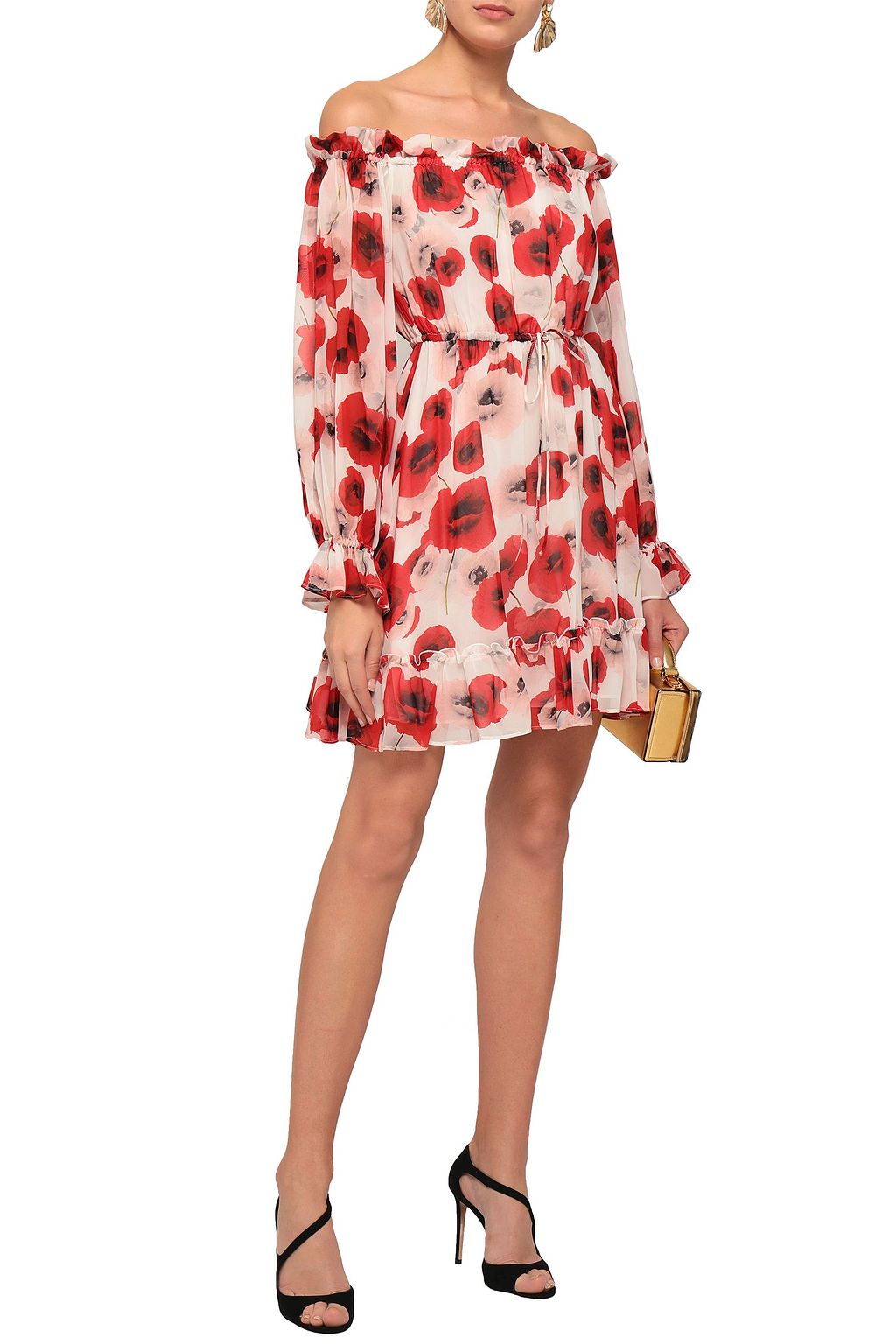 NICHOLAS Off-the-shoulder floral-print silk-georgette mini dress