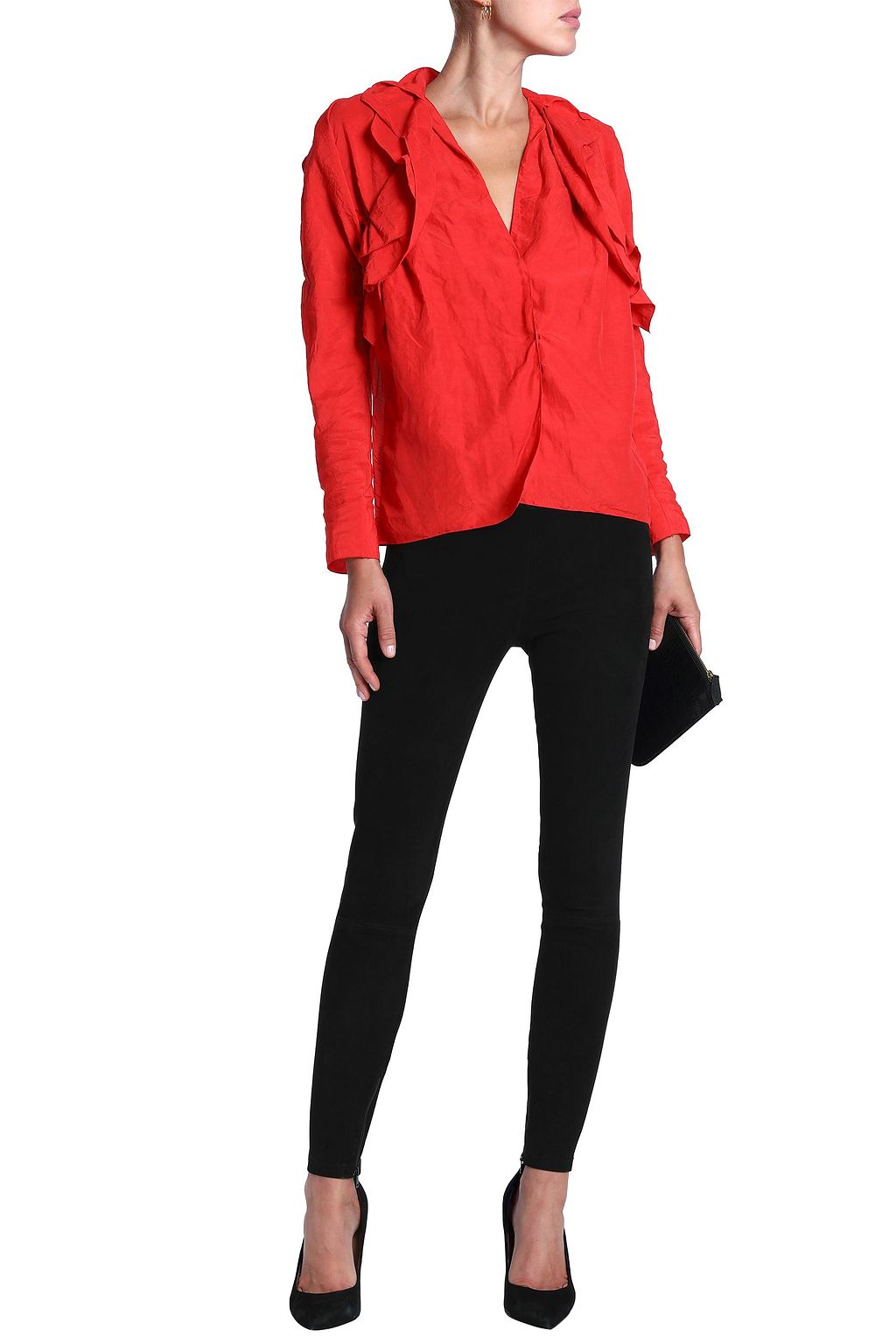 CARMEN MARCH Ruffled crinkled-woven blouse