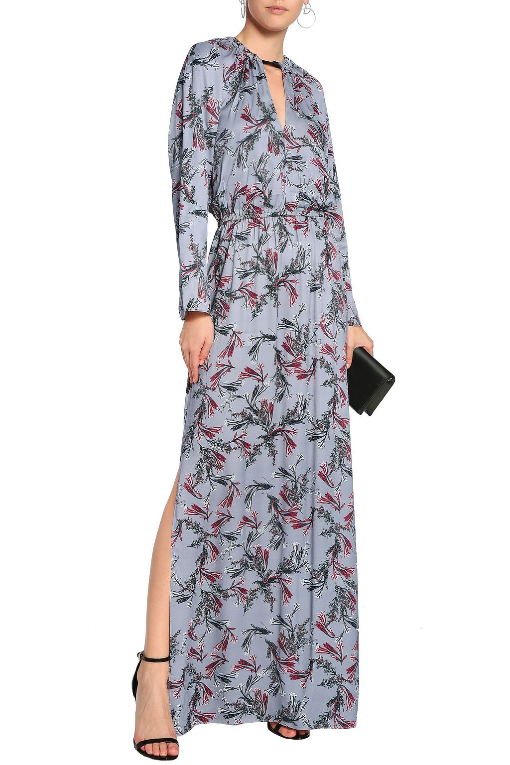 HOUSE OF DAGMAR Vara cutout floral-print crepe de chine maxi dress