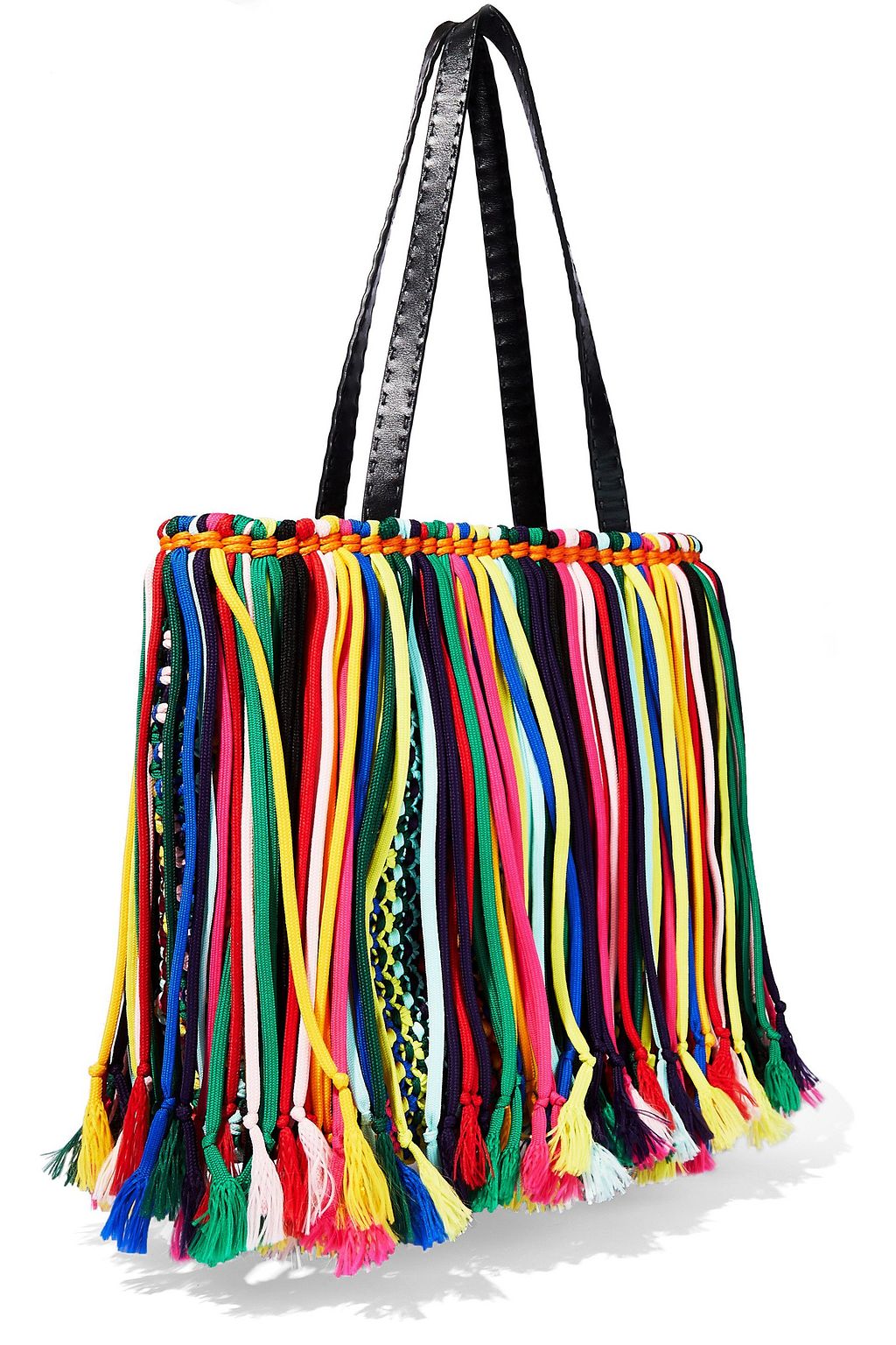 PUCCI Fringed leather-trimmed macramé tote