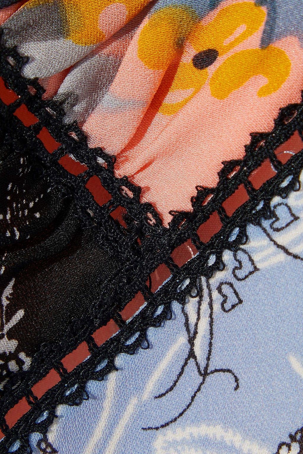 CINQ À SEPT Strapless patchwork floral-print silk crepe de chine dress