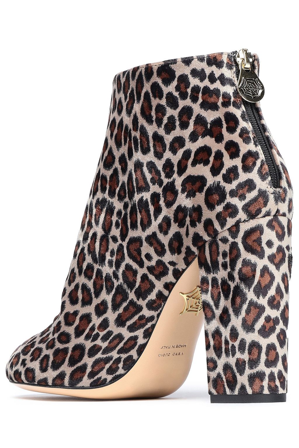 CHARLOTTE OLYMPIA Alba leopard-print velvet ankle boots