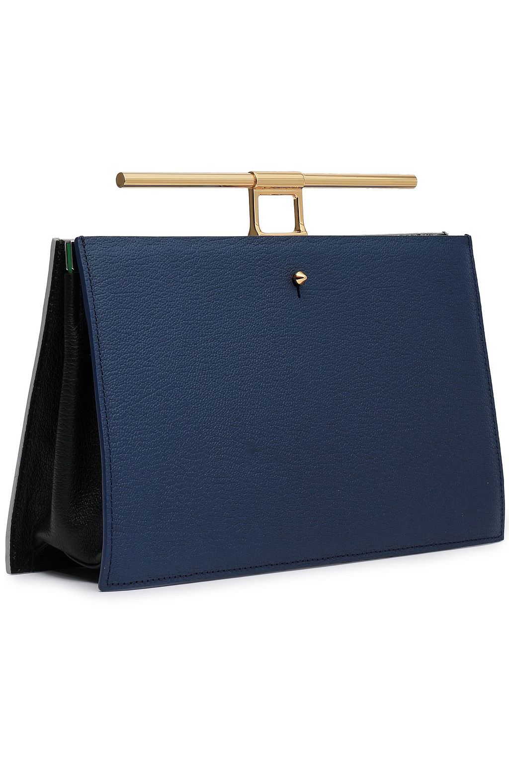 THE VOLON Chateau smooth and cracked-leather clutch