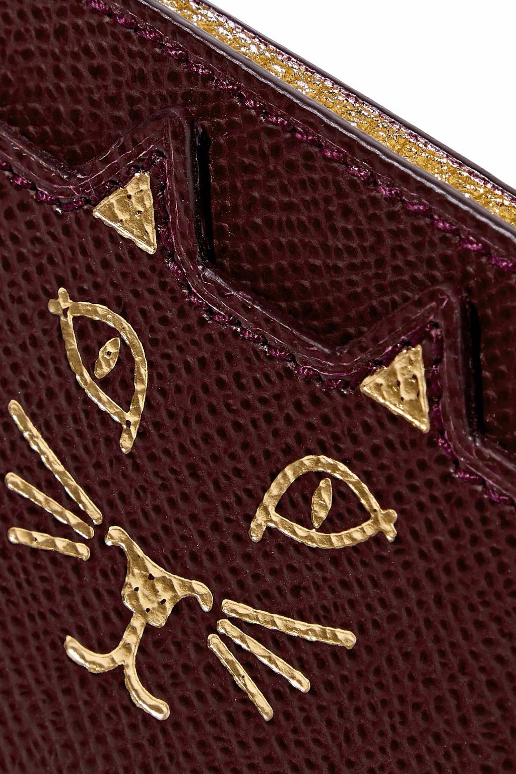 CHARLOTTE OLYMPIA Feline metallic printed textured-leather cardholder
