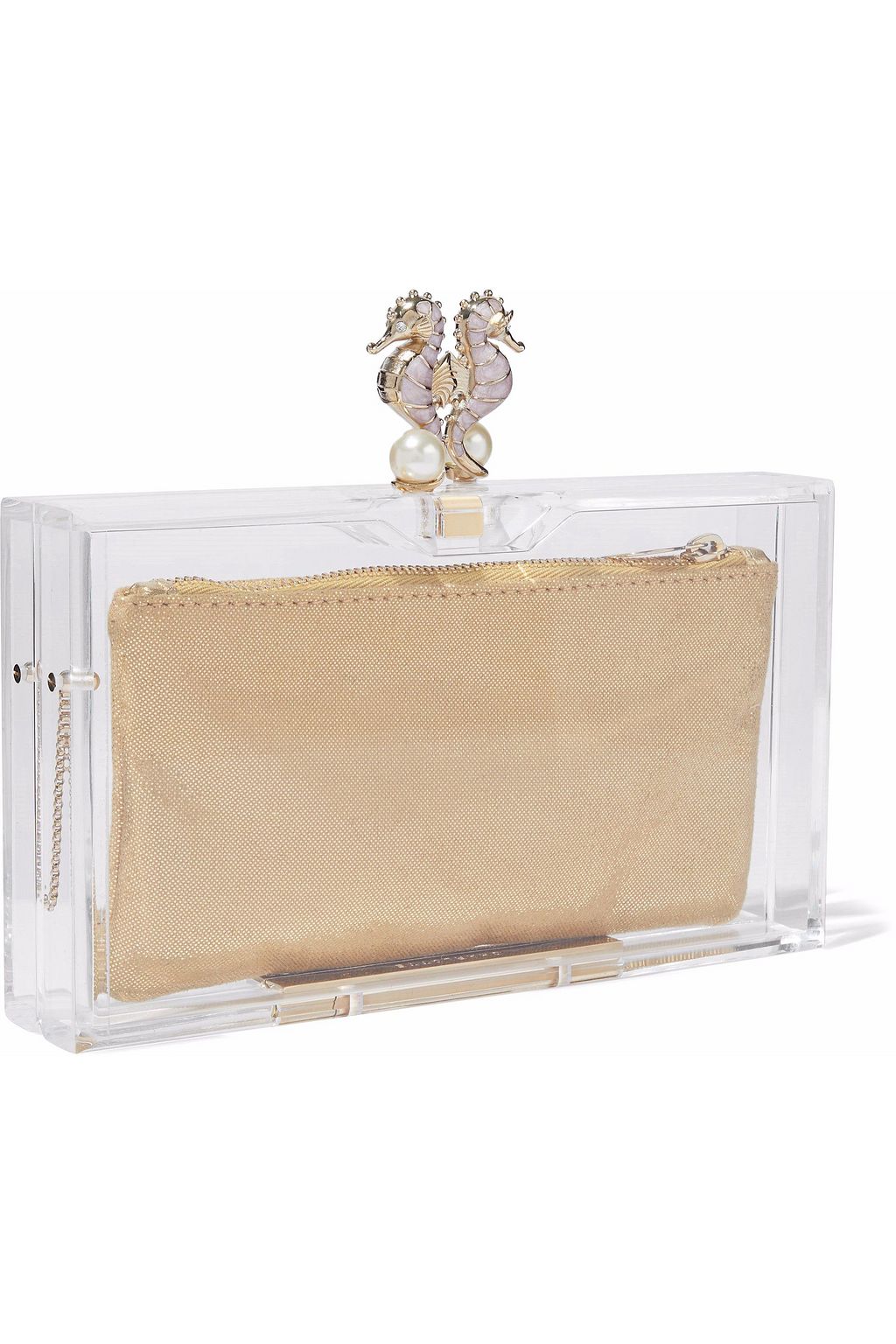 CHARLOTTE OLYMPIA Seahorse Pandora embellished Perspex box clutch