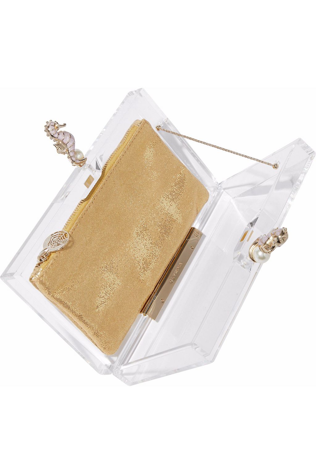 CHARLOTTE OLYMPIA Seahorse Pandora embellished Perspex box clutch