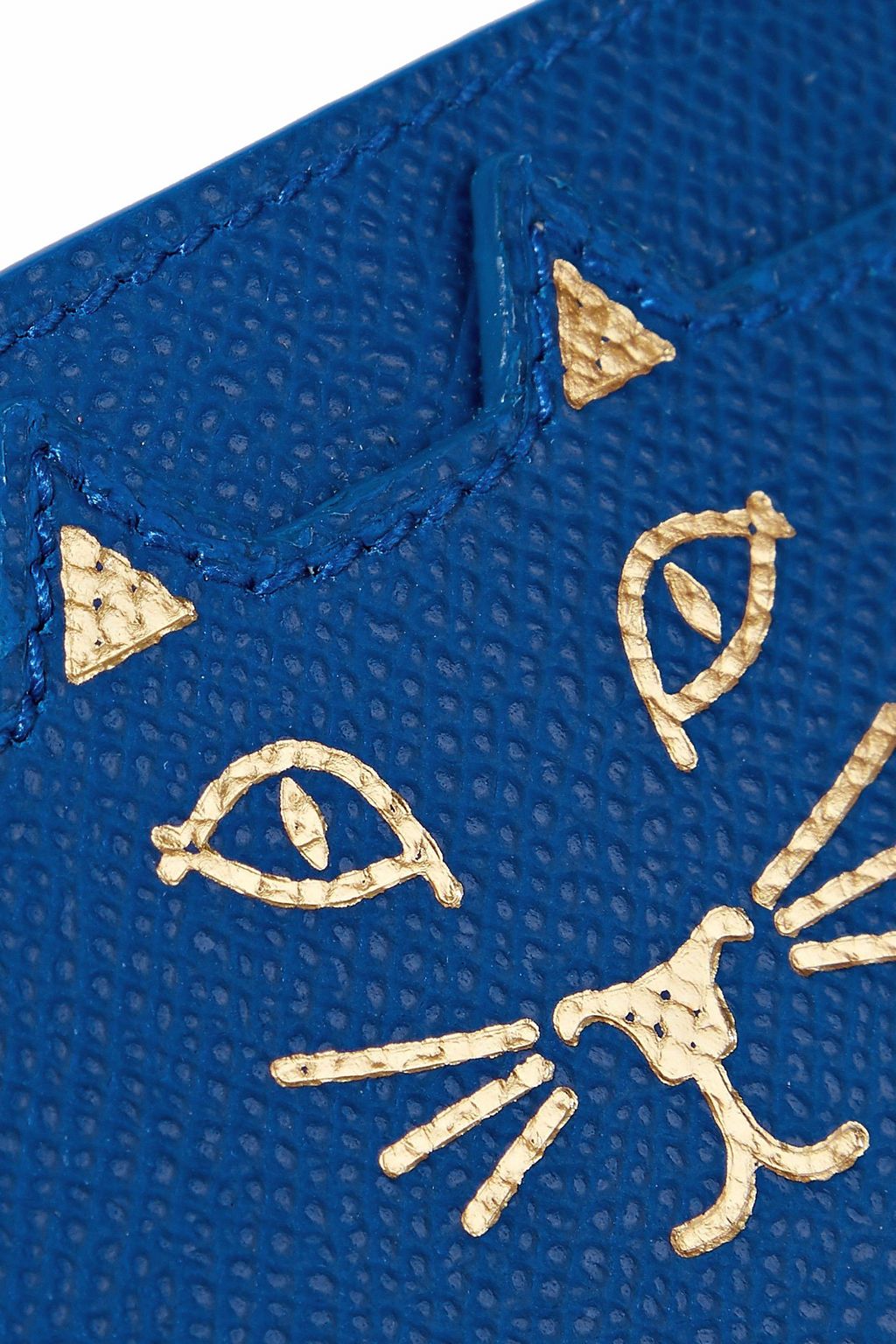 CHARLOTTE OLYMPIA Feline metallic printed textured-leather cardholder