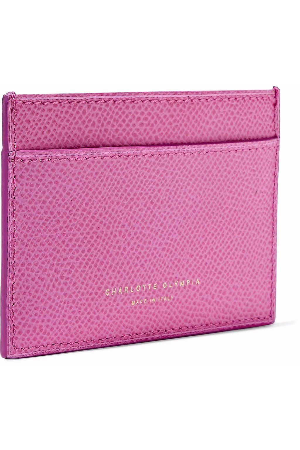 CHARLOTTE OLYMPIA Feline metallic printed textured-leather cardholder