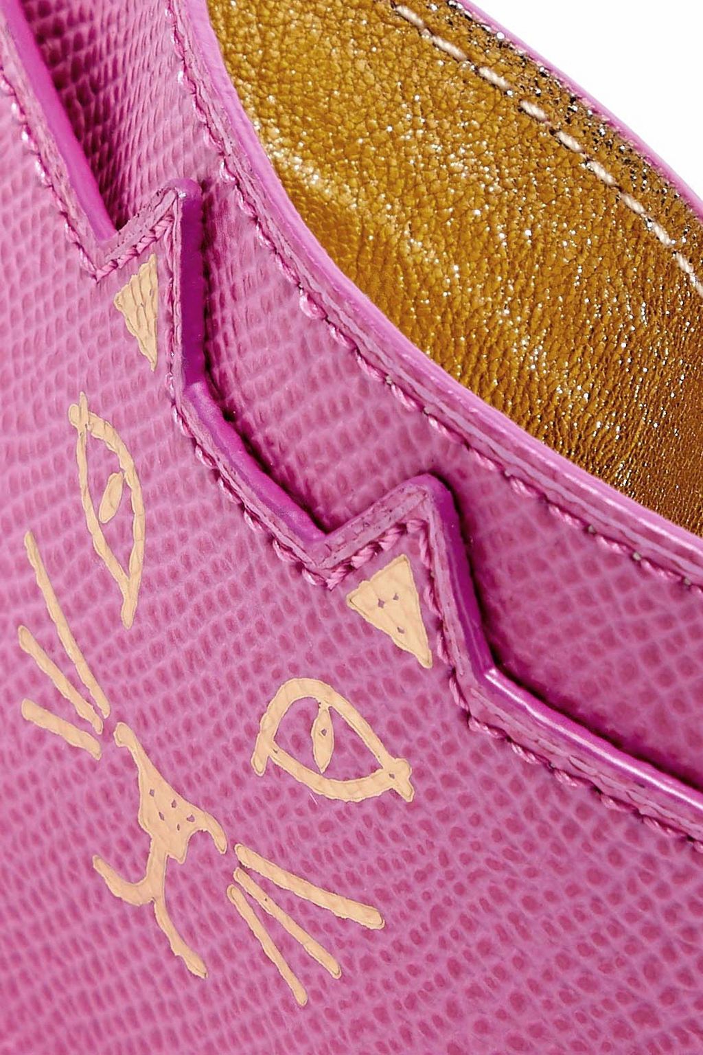 CHARLOTTE OLYMPIA Feline metallic printed textured-leather cardholder