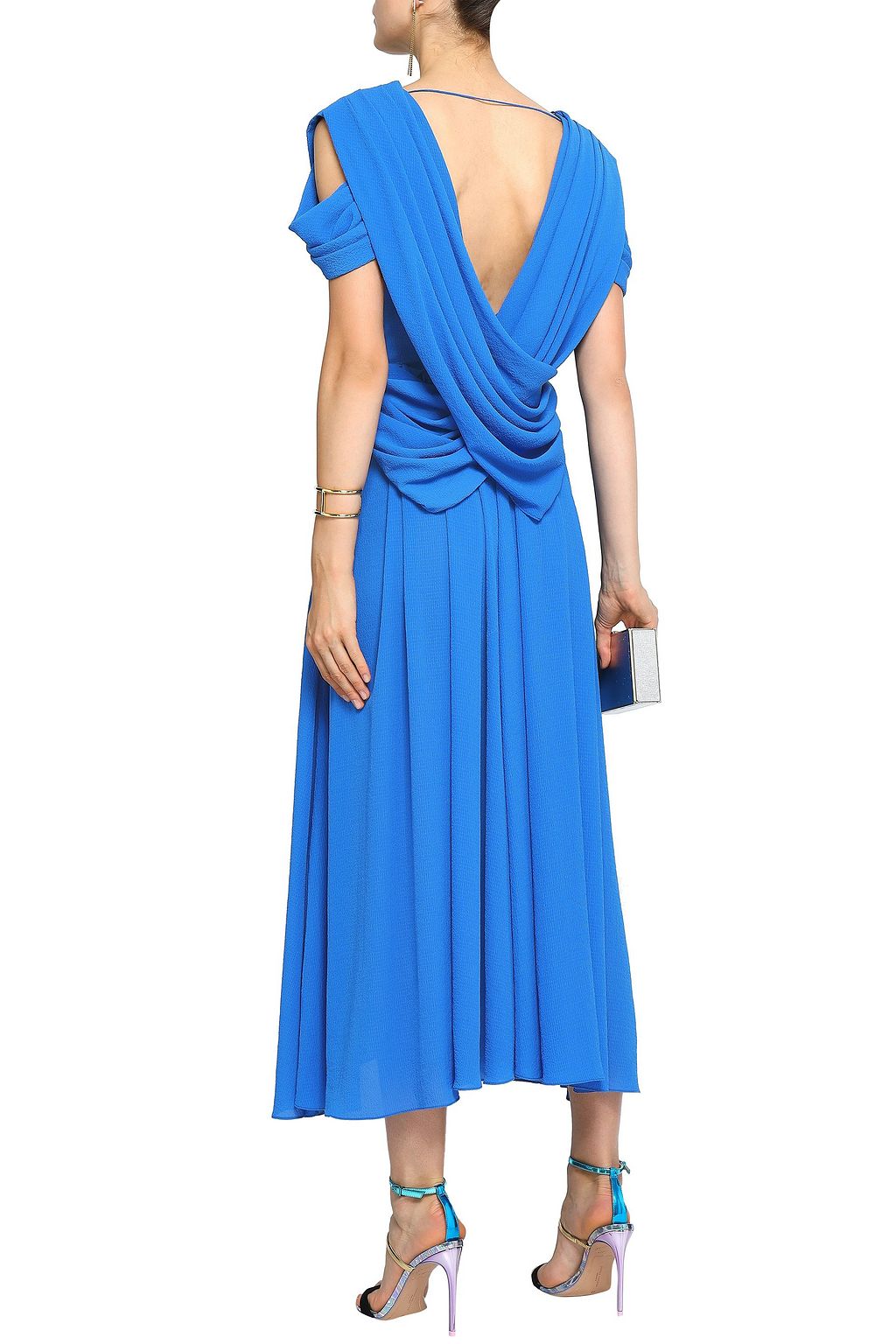 EMILIA WICKSTEAD Anderson draped crinkled crepe de chine midi dress