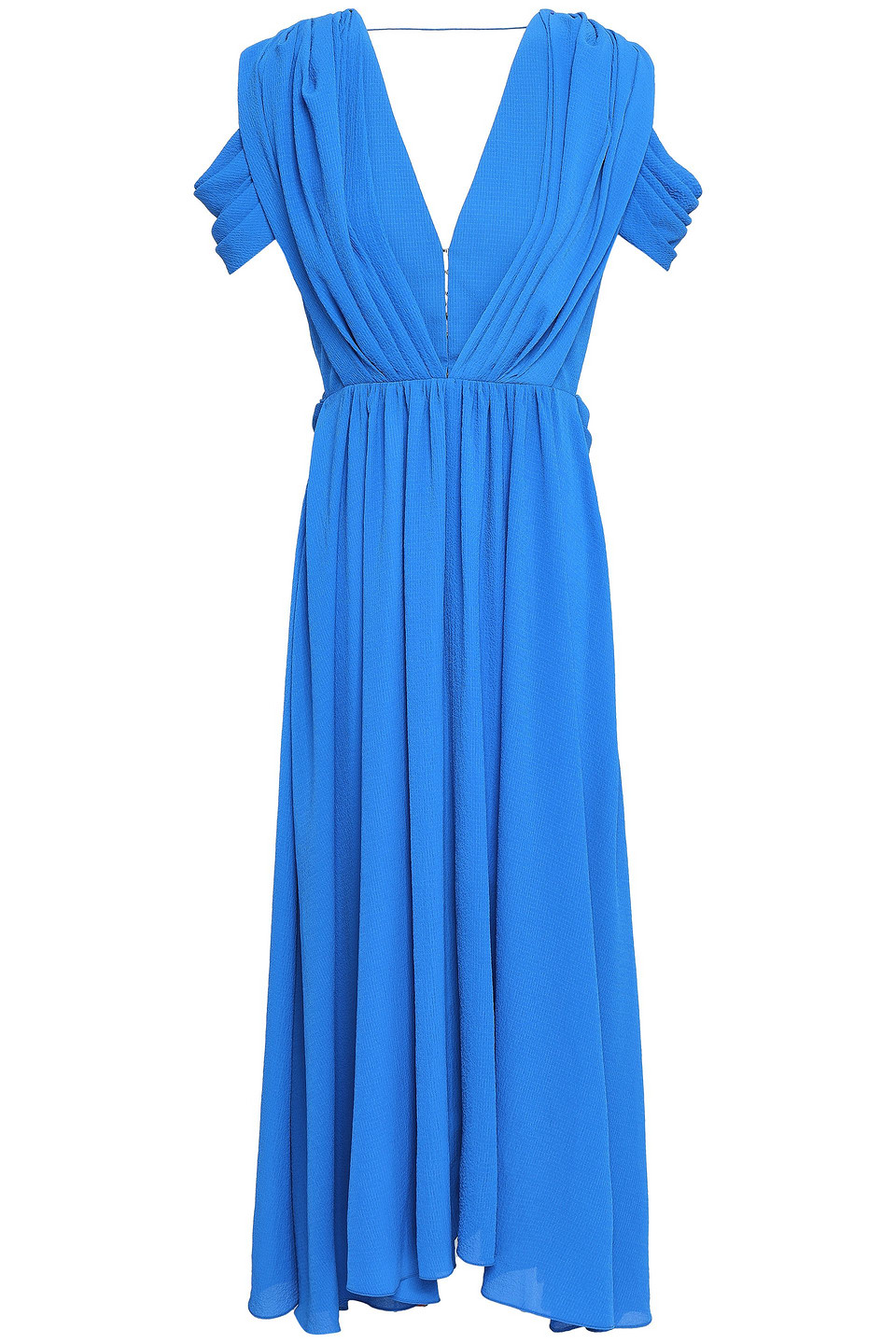 emilia wickstead - anderson draped crinkled crepe de chine midi dress - blue - uk/au 10