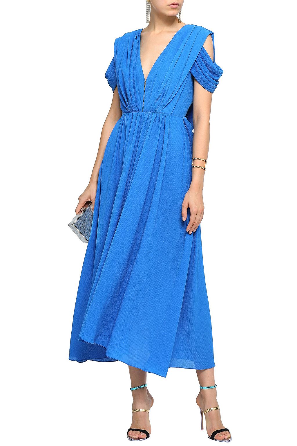 EMILIA WICKSTEAD Anderson draped crinkled crepe de chine midi dress