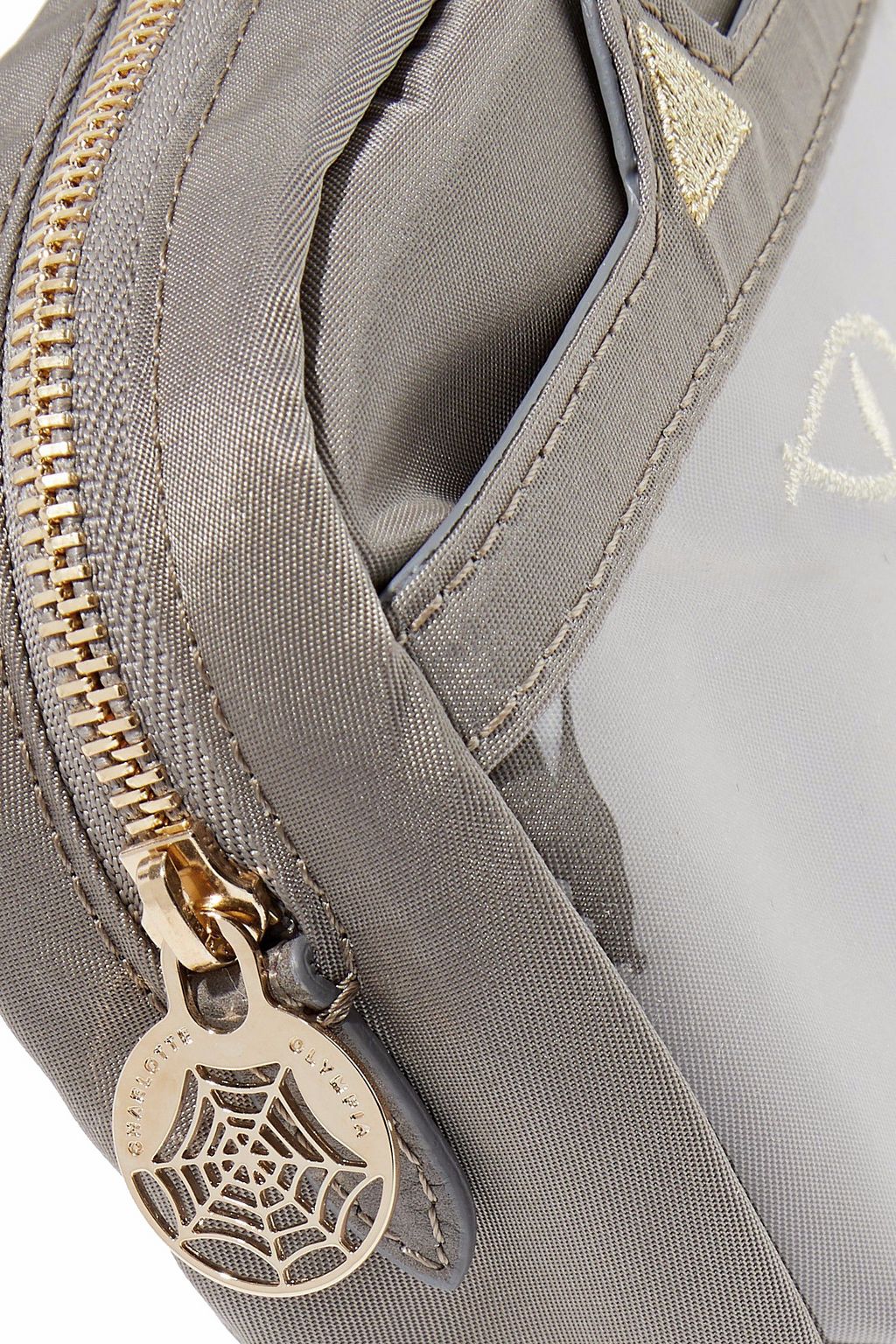 CHARLOTTE OLYMPIA Purrrfect embroidered shell and PVC cosmetics case