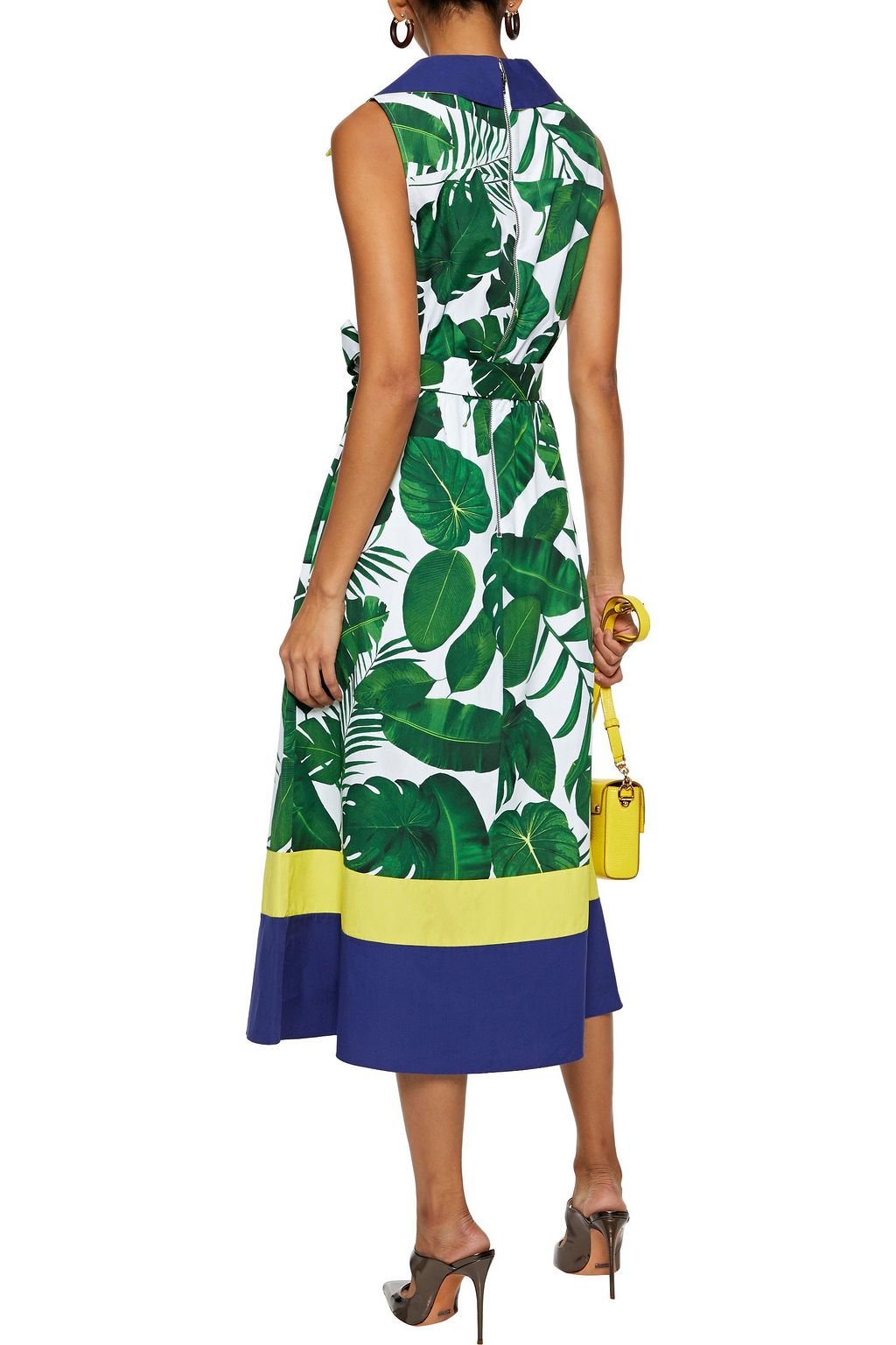 ALICE + OLIVIA Margot belted printed cotton-poplin midi dress
