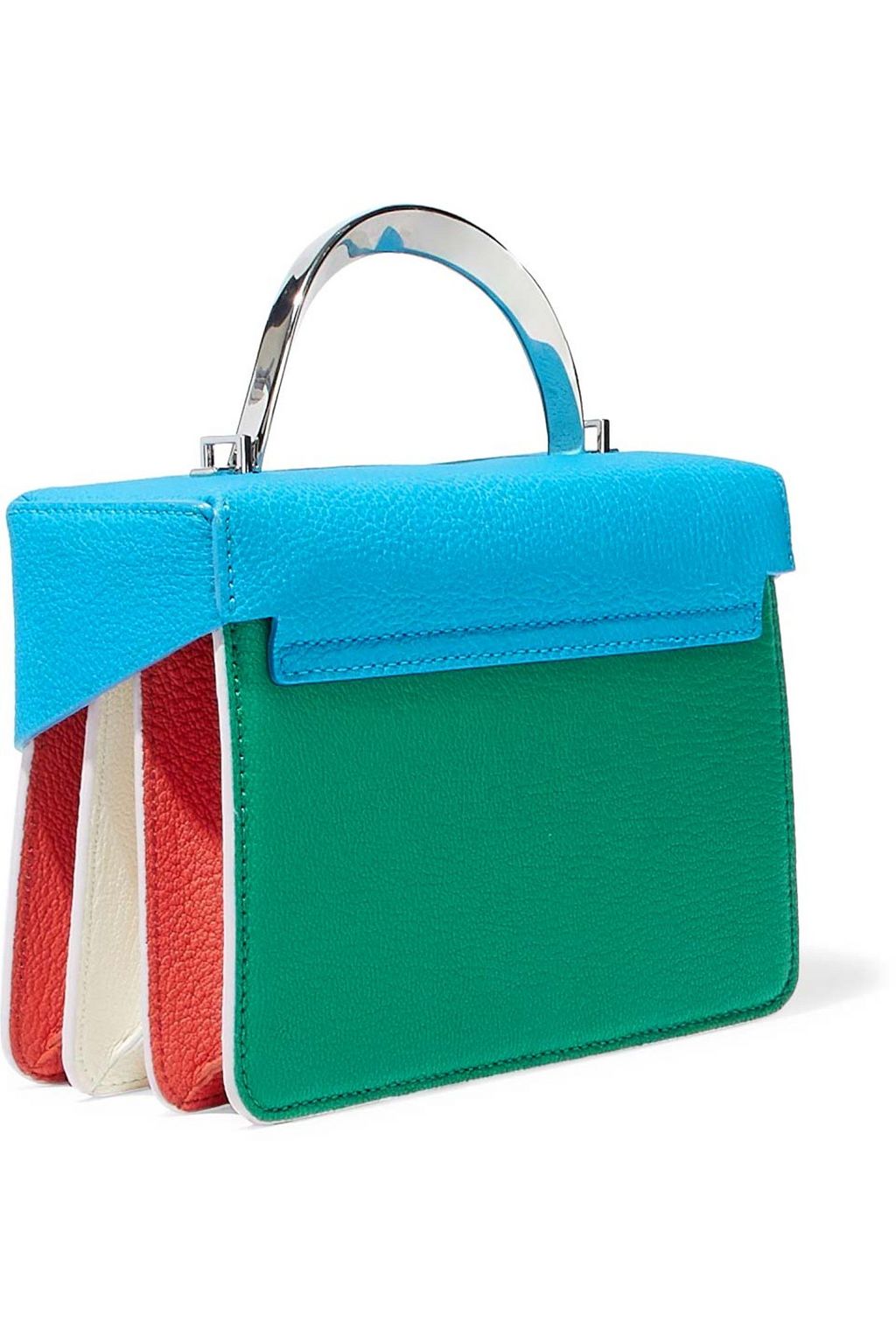 THE VOLON Two-tone textured-leather shoulder bag