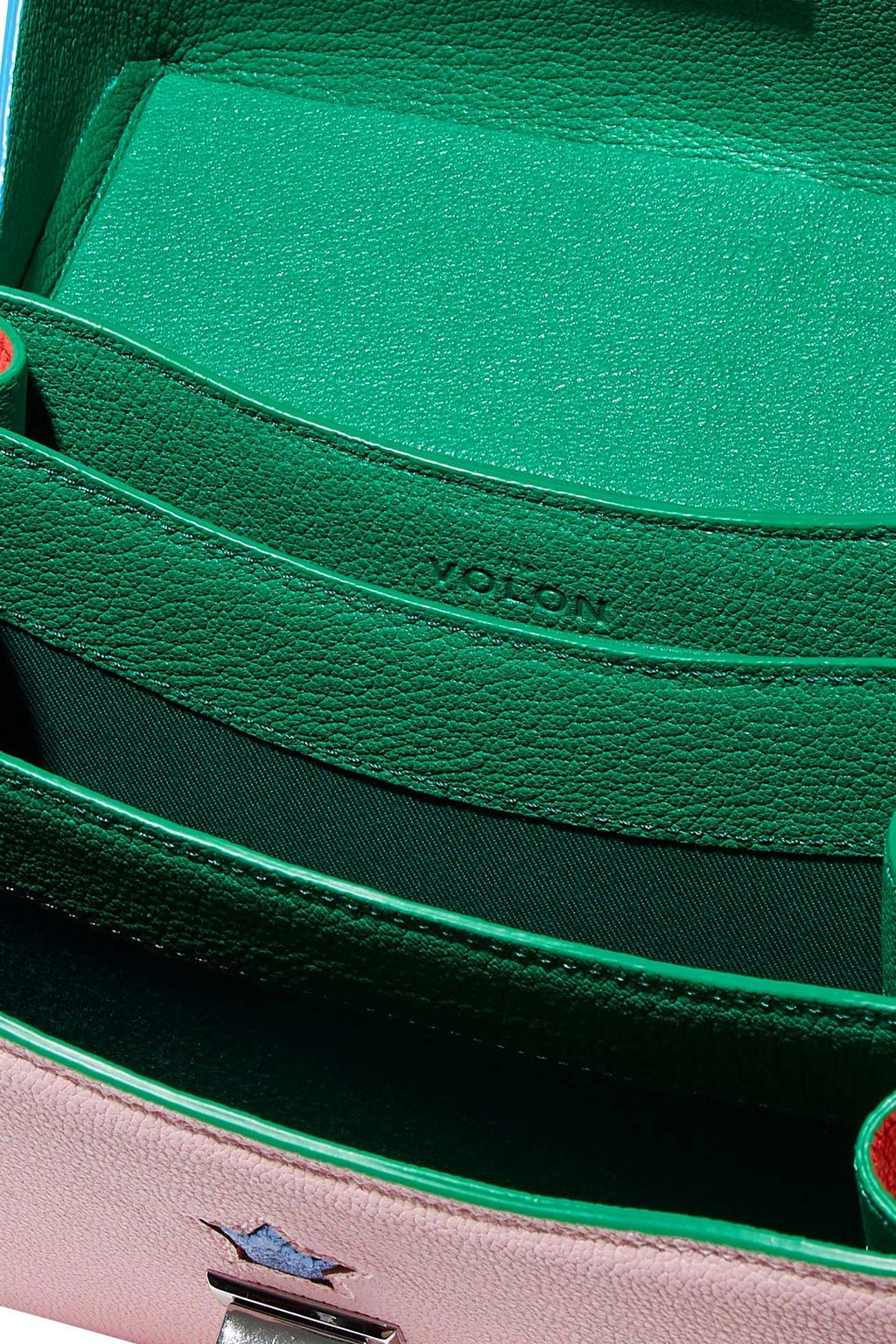 THE VOLON Two-tone textured-leather shoulder bag