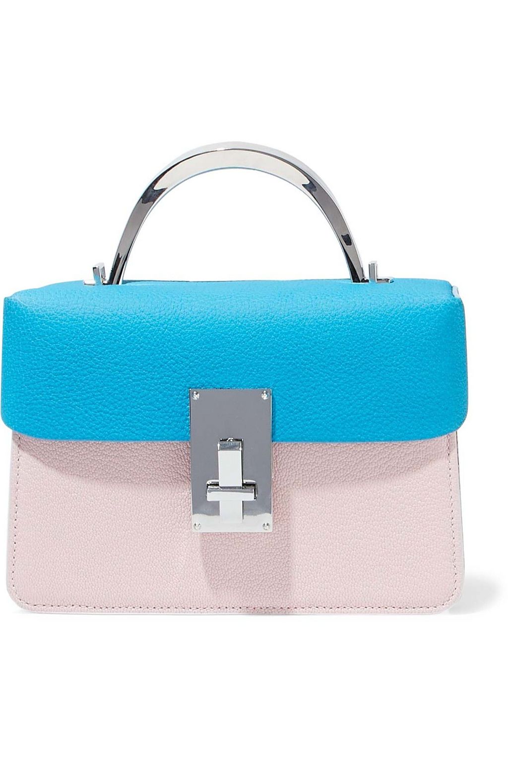 THE VOLON Two-tone textured-leather shoulder bag