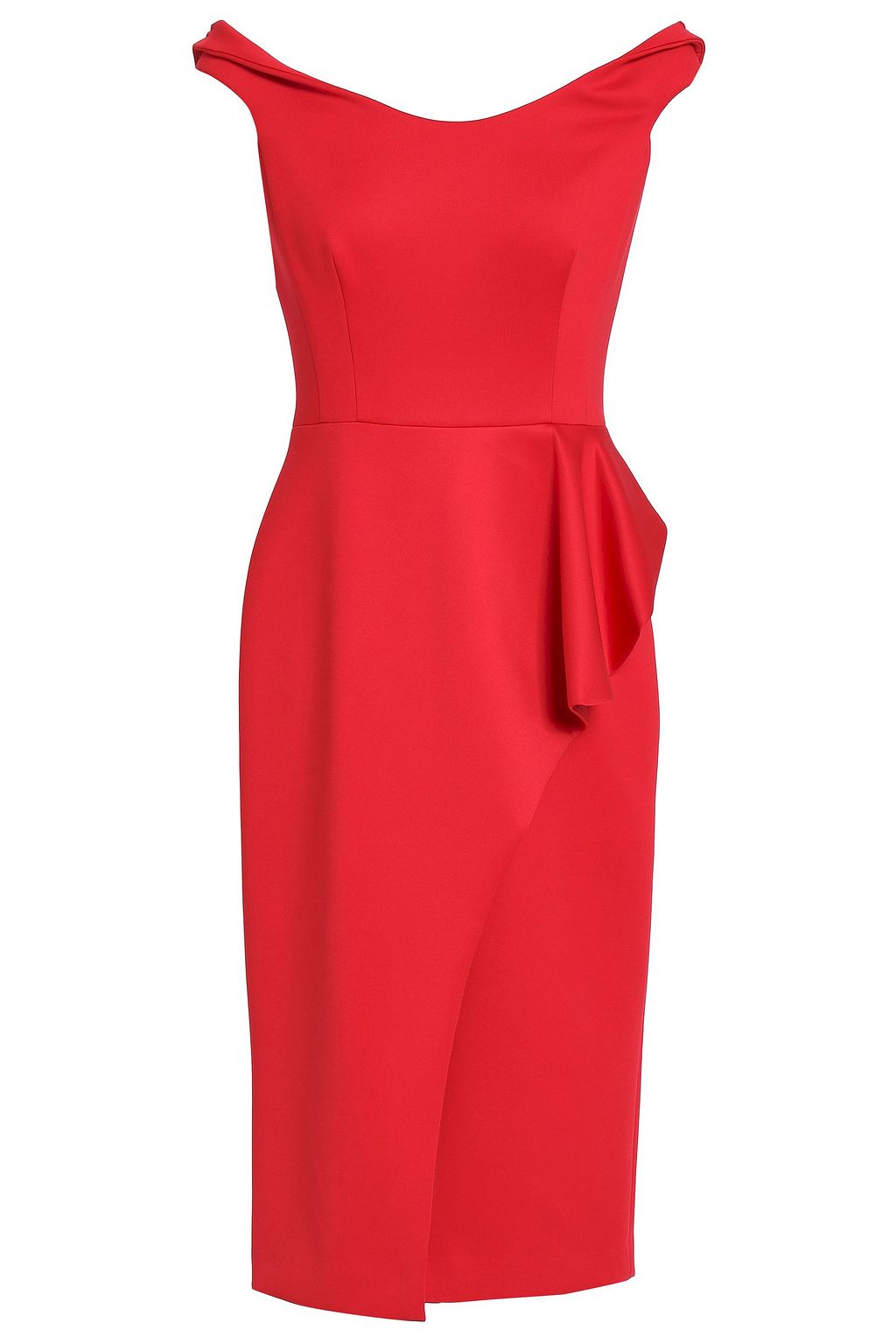 Red Wrap-effect draped neoprene dress 