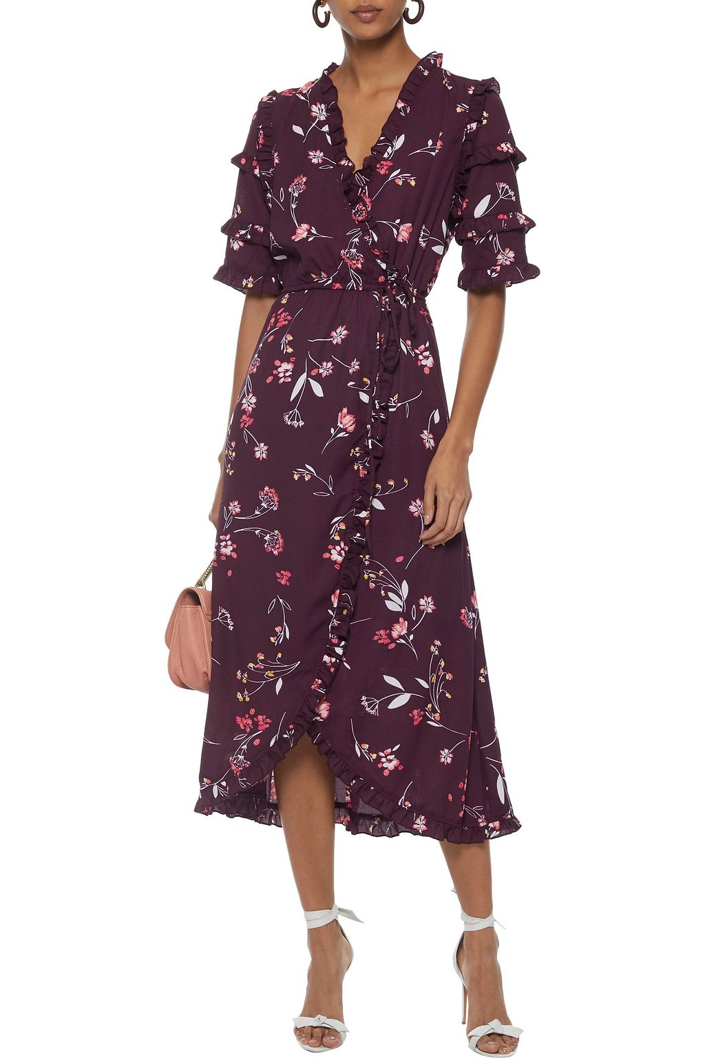 WALTER BAKER Havana wrap-effect floral-print crepe midi dress