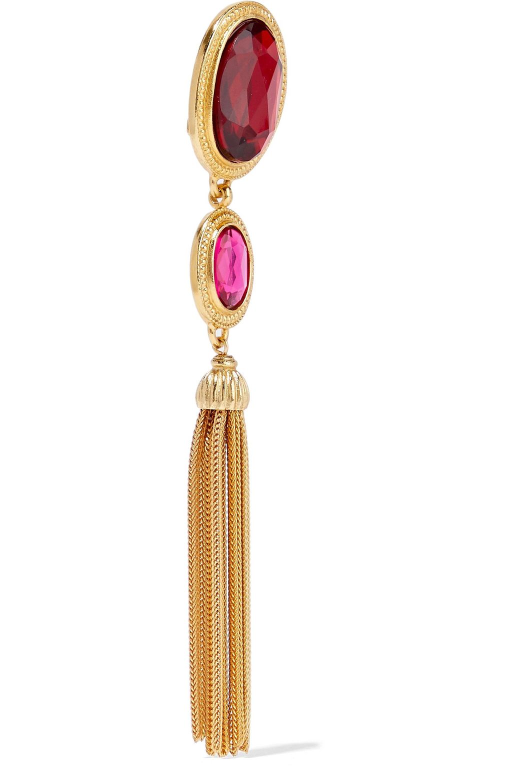 BEN-AMUN 24-karat gold-plated crystal tassel earrings