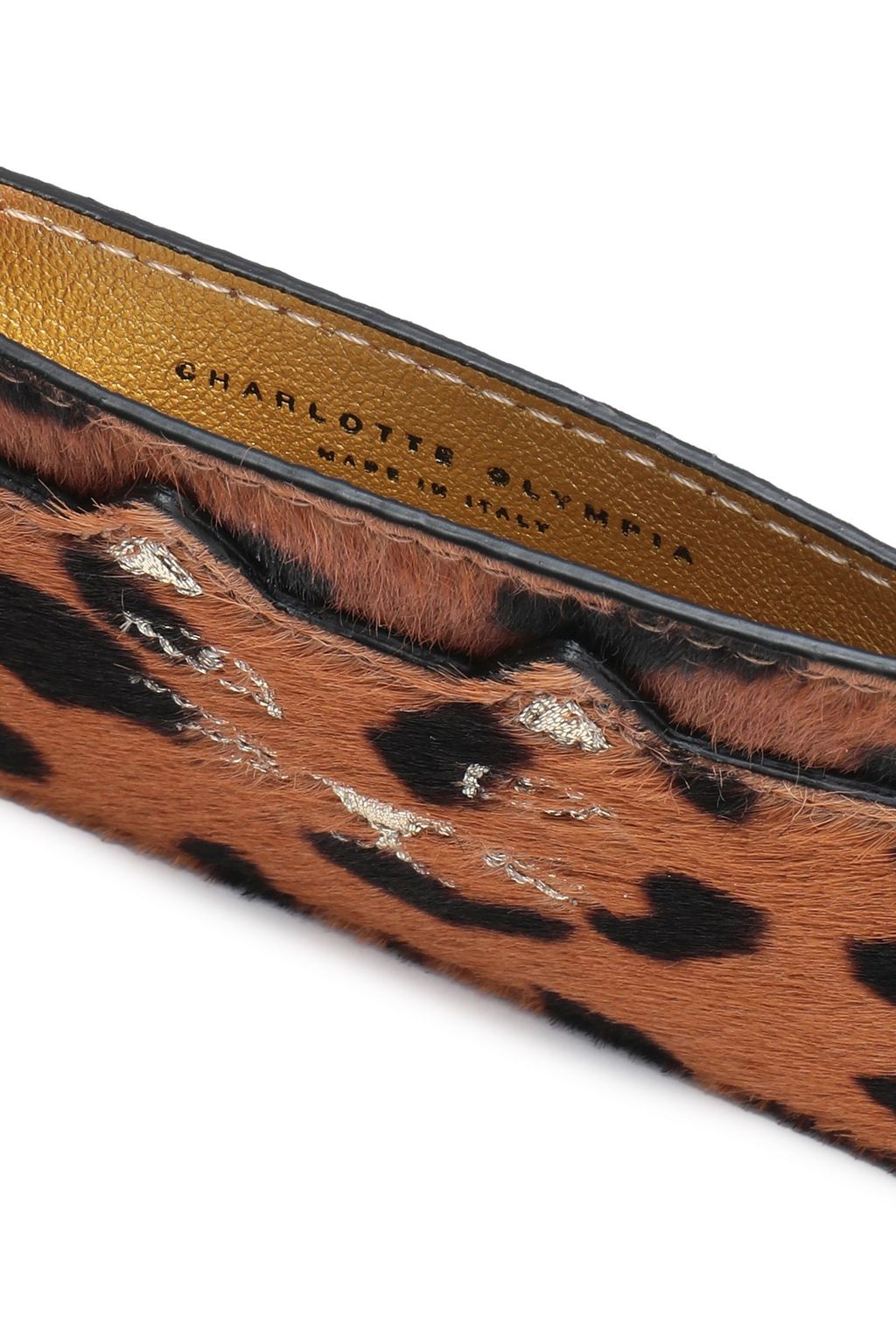 CHARLOTTE OLYMPIA Embroidered printed calf hair cardholder