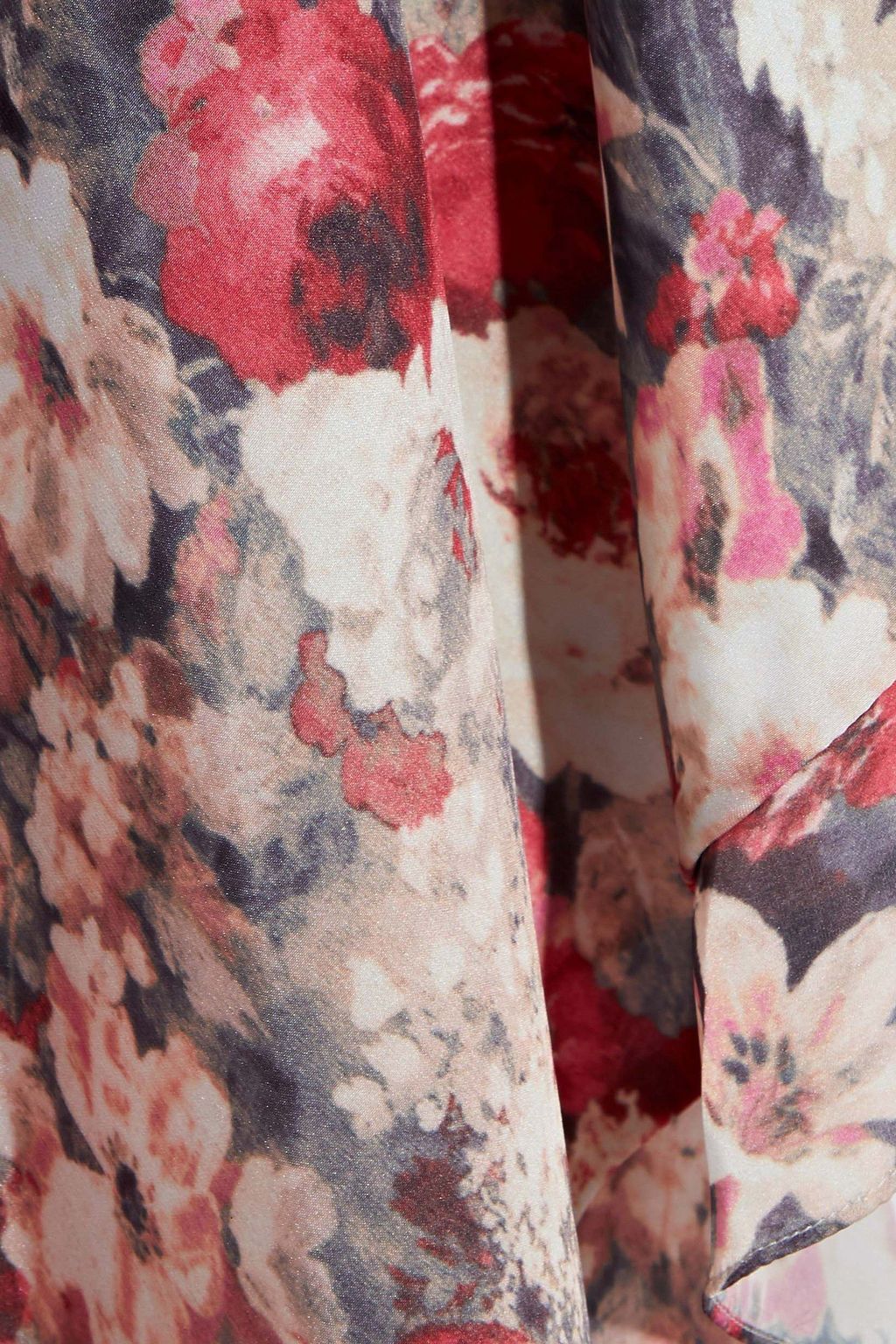 MIKAEL AGHAL Asymmetric floral-print crepe de chine midi dress