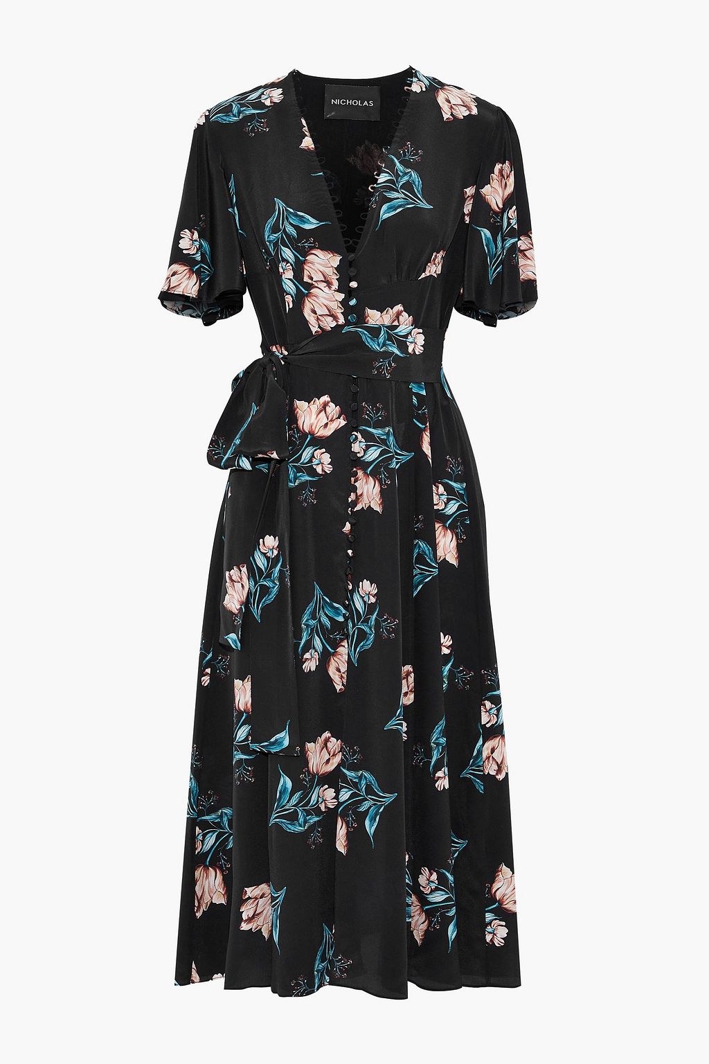 floral silk midi dress